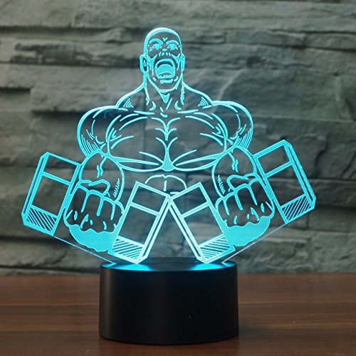 Jinson well 3D hantel - muskeln Nachtlicht Lampe optische Nacht licht Illusion 7 Farbwechsel Touch Switch Tisch Schreibtisch Dekoration Lampen mit Acryl Flat ABS Base USB Kabel kreatives Spielzeug