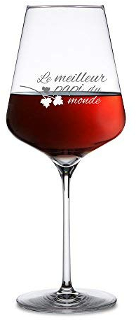 AMAVEL Verre à Vin avec Gravure pour Le Meilleur Papi du Monde, Idée Cadeau Originale pour Grand-père, Verre Ballon à Pied Insolite, 500ml