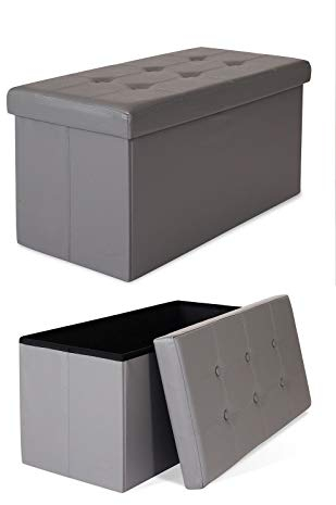 dibea Sitzhocker faltbar max 300 kg Kunstleder, 76x38x38 cm grau