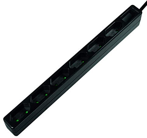 LogiLink LPS231B Multiprise, à 6 prises (prise européenne) CEE 7/16, avec sécurité enfant, noire