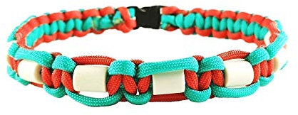 EM-Keramik Halsband für Hunde, mit Name möglich, verschiedene Größen wählbar, original EM-X-Keramik-Pipes, helltürkis/orange