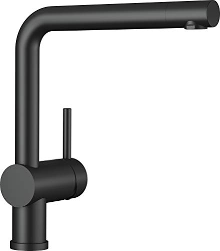 BLANCO LINUS | Küchenarmatur in schwarz matt | Hochdruck | Rückflussverhinderer | Keramik Kartusche | Gesicherte Wasserqualität & wassersparend