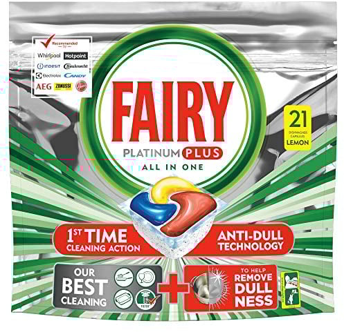 Fairy Platinum Plus Dishwasher 21 Tablets, Lemon