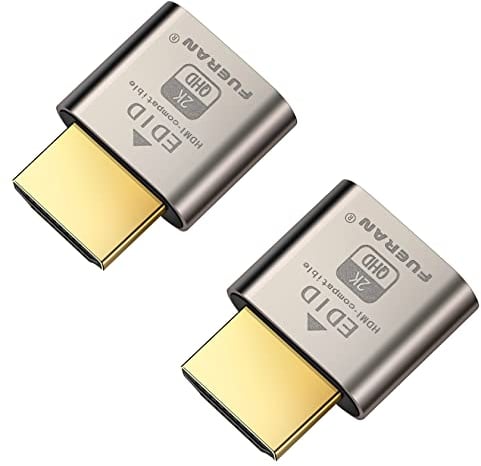 FUERAN Dummy Plug Headless Ghost Display Emulator Premium Aluminum PC HDMI-compatible(Fit Headless-1920x1080 New 4RD@60Hz) (2K-2P)