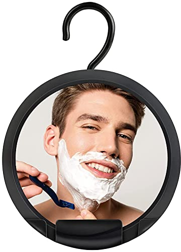 Miroir de Douche à Suspendre, Miroir Rasage pour Salle de Bain, Miroir Incassable sans Ventouse (Plastique, Rond, 20 cm)