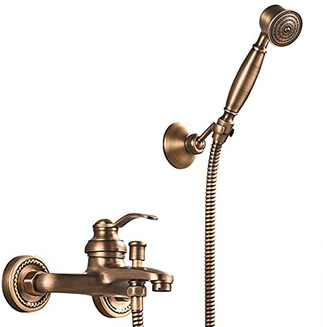 Badewannenarmatur Dusche Set（Retro Vintage Stil Messing Wandmontage Einhand Wannenarmatur Mit Handbrause）