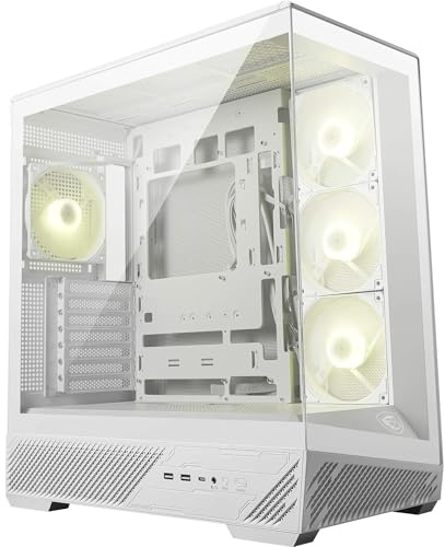 MSI MAG PANO 130R PZ Weiß - Mid-Tower-Gaming-PC-Gehäuse - Unterstützt GPUs bis zu 400 mm Länge, abnehmbare Staubfilter, USB 20Gbps (Typ-C), Back-Connect ATX & Micro-ATX Mainboard-Unterstützung