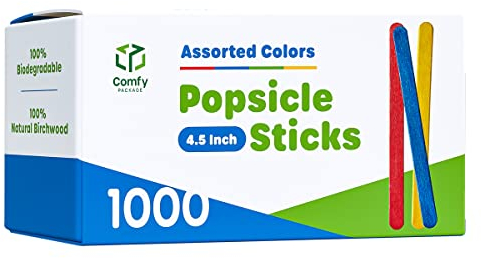 Comfy Package 1000 palitos de paletas de colores de 4.5 pulgadas para manualidades, palitos de madera multiusos para helados, helados y más
