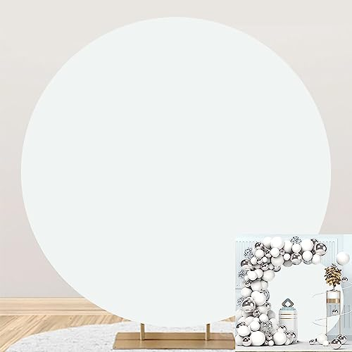 SDOTPMT Durchmesser 2.2m Grau Weiß Runden Hintergrund Stoff Schlicht Einfarbig Kreis Babydusche Glücklich Geburtstagsparty Fotografie Hintergrund Party Zubehör Bogen Banner Studio Requisiten