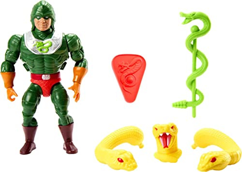 MASTERS OF THE UNIVERSE Origins King Hiss Deluxe Actionfigur - Retro-Look, 16 Bewegungspunkte, austauschbare Köpfe und Hände, Waffen und Rüstungsteile, Mini-Comic, HKM80