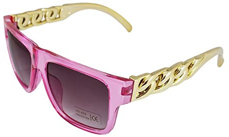 Komonee Gold Chain Sunglasses Clear Pink Frame Brown Gradient Lens Tint Glasses Designer UV400 Protection Classic Shades
