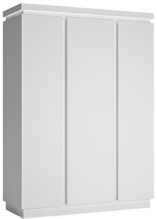 Lomadox Kleiderschrank 3-türig, 156cm breit, in weiß Hochglanz, B/H/T ca. 156/217/60 cm