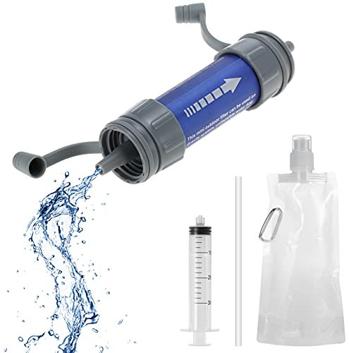 KOCAN Purificateur de paille de filtre à eau de système de filtration d'eau en plein air avec poche à boire pour la préparation aux urgences Camping voyage sac à dos