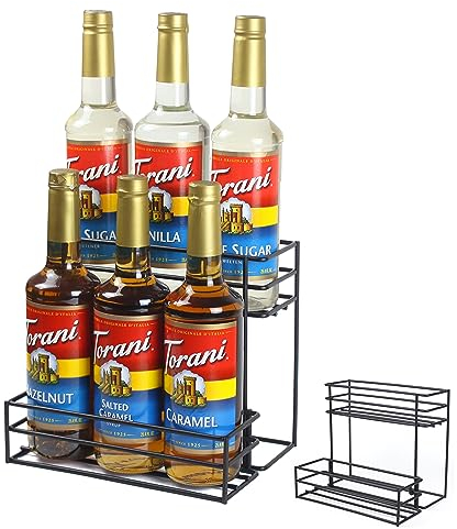 Coffee Syrup Rack (6 Bottle Capacity),Coffee Syrup Organizer for Coffee Bar Kitchen.Small Wine Rack for Bar Family Storage for Syrup Wine Dressing