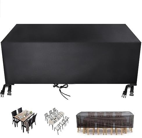 Leju Art Outdoors Garden Furniture Covers, 280x220x85cm(H)-Waterproof Garden Table Cover Rectangular Outdoor Patio Table Covers Snow-proof, Anti-UV Tear-Resistant for Chair Rattan Sofa Cover-Black