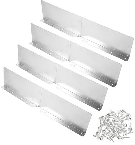 DOITOOL 4pcs Aluminum Gutter Guard Gutter kit for shed Gutter downspout Guard rain Diverter Concrete Splash Block Gutter Parts roof Guards for House Splash Proof Splash Guard