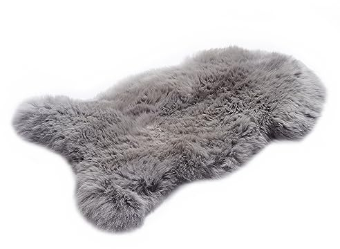 HOME LAMB Lammfell Silber 100-110 cm - Weich Schaffell Echt - Natürliche Lammfell Teppich Wohnzimmer - Flauschig Lammfell Echt - Deko Fell Schlafzimmer - Naturfell - Lammfelle