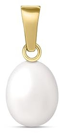 Amberta Allure Damen Anhänger mit Perle aus 9K Gold: Perlenanhänger ohne Kette in Gold - 8 bis 9 mm