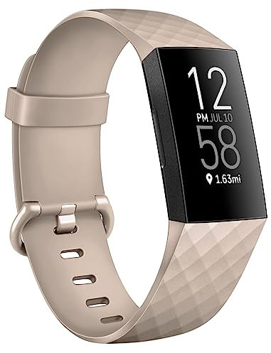 Oumida für Fitbit Charge 3 Armband/Fitbit Charge 4 Armband, Verstellbarer klassischer Sport Ersatzarmband Kompatibel mit Fitbit Charge 3/ Fitbit Charge 4 (Milchtee, Small)