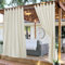 PONY DANCE Outdoor Vorhang Wasserdicht Outdoor Gardinen Leinen Halbtransparent 2er Set Pavillon Vorhänge mit Klettverschluss Boho Outdoorvorhänge für Terrasse/Draußen, H 274 x B 140 cm, Beige