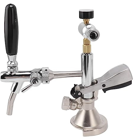 Verdant Touch Pompe à bière robuste de 10,2 cm en acier inoxydable et laiton réutilisable avec manomètre pour la maison, le pique-nique, le bar