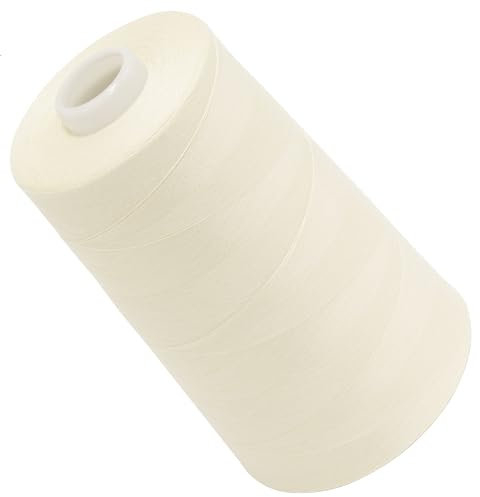 AERZETIX - C72346 - Bobina cono di filo per cucire 120 (40/2) 4000 m - in poliestere - colore bianco avorio - sartoria merceria corda cordone cucito abbigliamento pelletteria