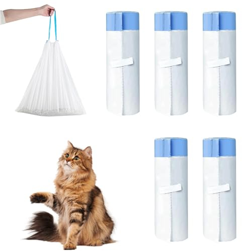 Dhqkqg Sacs Hygièniques Pour Litière Chat, Lot de 75 Sacs Poubelle, Doublures Sac à Litière pour Chat, Bac à litière Automatique Autonettoyant Accessoires de Nettoyage (45x 50 cm)