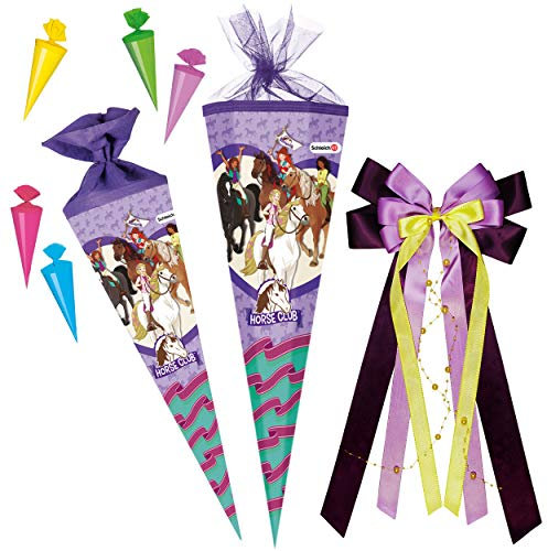 alles-meine.de GmbH Set Schultüte + 5 kleine Zuckertüten - kompatibel mit Schleich Pferd - Horse Club - 50 cm - rund - incl. große Schleife - Tüllabschluß - Zuckertüte - mit / ..