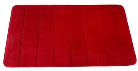 Brielle Memory Foam Badezimmer Badteppich Saugfähige Rutschfester Badvorleger Waschbar Badematte – 50X80 cm, Rot