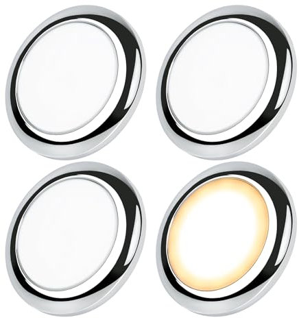 acegoo 12V LED Lampen Wohnmobil Deckenleuchte CRI92 für Boot Camper Yacht Wohnwagen Unterbauleuchte, PC-Material Dimmbar Aufbauleuchte 4Pcs (Chrom,3000K)