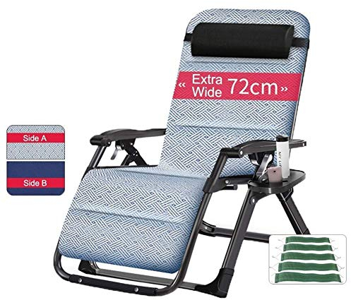 JATIBOSH Oversize Reclining Zero Gravity Chair with Cup Holder and Double Sided Cushion - Adjustable Foldable Sun loungers for Patio Garden Lawn, Support 440lbs (Color : Black)