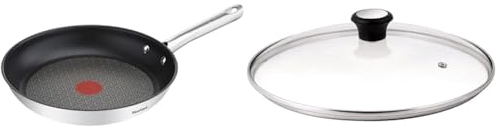 Tefal Duetto Pfanne A70404 | 24 cm | sichere Antihaftversiegelung & Glasdeckel 24 cm, Edelstahlfassung, Spülmaschinenfest, Dampfventil, Thermokunststoffgriff, 28097512