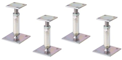 Alberts 4er Set Pfostenträger | höhenverstellbar, zum Aufschrauben | galvanisch verzinkt, dickschichtpassiviert | Höhe 150-190 mm