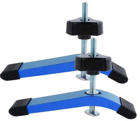 2Pcs T Track Hold Down Clamp Kit, 6-3/8inch L x 1-1/4inch Width, Aluminum Alloy T Slot Clamp Double Cut Profile Universal T-Track Clamps for Table Saw(blue)
