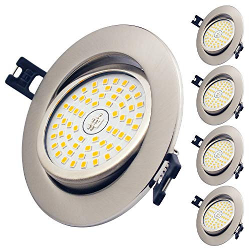 WRKEY LED Einbaustrahler 9W 750Lumen IP44 nur 4mm extra flach Einbautiefe LED Leuchtmodul Deckenspot Warmweiß 3000K (5er Set)