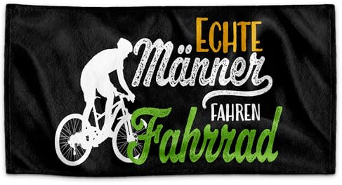 Print Royal PR Handtuch für Sportler mit Spruch - Echte Männer Fahren Fahrrad - Geschenk Sportler, Geschenk für Radfahrer, Fahrrad Geschenke | Handtuch Geschenke für Männer, 140 x 70