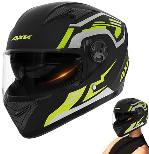 Aizuoni Motorradhelm Integralhelm, Motorrad Kopfbedeckung Mit Doppelvisier, Roller Motorrad Helme Für Herren & Damen, Vollgesichts-Doppelvisier-Motorrad-Kopfbedeckung, Fahrradmütze Für Erwachsene