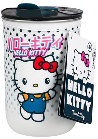Hello Kitty Travel Cup with Lid for Cold & Iced Drinks, Officially Licensed Sanrio Pop Culture Merchandise, 350 ml (11 fl oz) - Paladone, Silver
