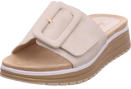 MARCO TOZZI Damen Pantoletten mit Klettverschluss Bequem, Beige (Cream), 39 EU