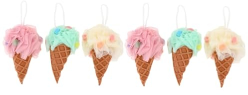Baluue 6stücke Loofah Duschschwämme Eiscreme-form Exfolierende Badekugeln Für Sanfte Hautreinigung Und Spaßiges Baden Für Erwachsene
