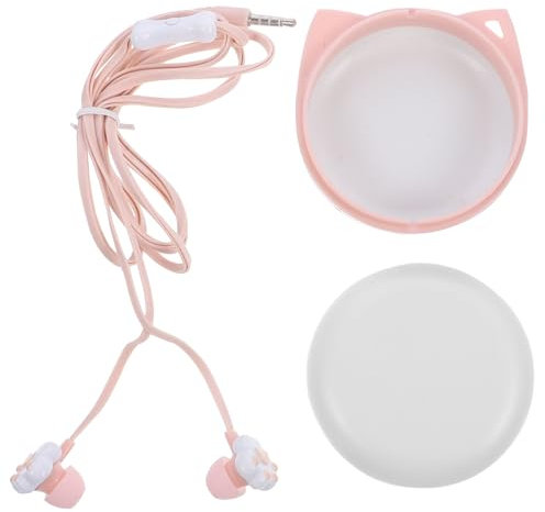Hoement 2pezzi Cuffie Auricolari Kawaii Orecchie Con Cartoon Auricolari Per e Ragazze Per Compleanno e Rosa