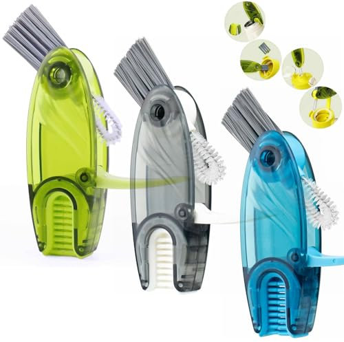 4 in 1 Cup Lid Cleaning Brush Set Multifunctional Bottle Brush Cleaner Tiny Bottle Cup Lid Brush Straw Cleaner Tools Mini Silicone Bottle Cup-Holder Cleaner with Hook Remover