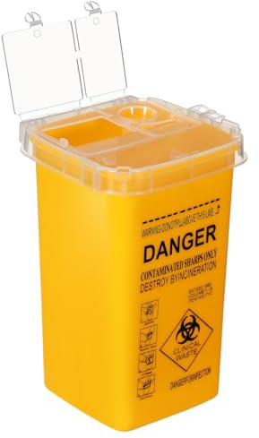 Healvian Sharps Container Small Needle Disposal Container with Lid Sharps Bin for Home Salon and Beauty Use Compact Portable Waste Box for Needles Bandages and Tattoo Supplies