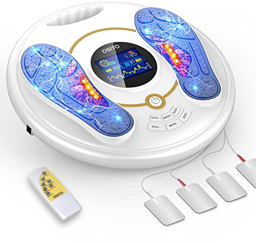 Durchblutungs-Stimulator beine für Schmerzlinderung mit EMS TENS, Fußstimulator mit 25 Modi 99 Intensitäten, Plantar Fasciitis Relief, wiederaufladbar, Fernbedienung