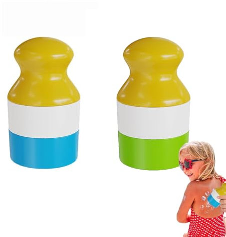 WANSHI Sonnencreme Applikator Kind Nachfüllbar，Sunscreen Applicator，Applikator Sonnencreme，Sonnencreme Schwamm Auffüllbar For Kids, Adults, Travel (Blau+Grün2PCS)