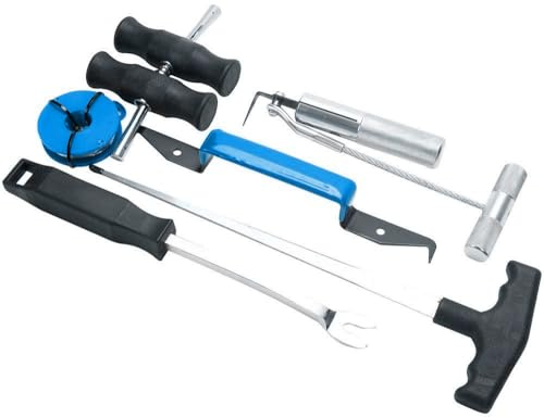 FreeTec 7-TLG. Windschutzscheiben Ausbau Werkzeugset – Autoglas Einbau & Reparatur Set inkl. Schneiddraht, Zuggriff, Ahle, Doppelhaken, Zierleistenlöser – Für PKW Front- & Heckscheiben