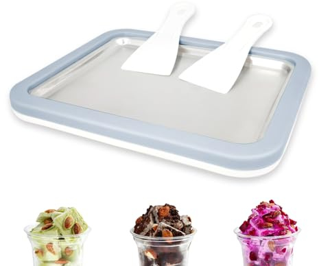climafusion Eisplatte Eis Rolls zum Eis Machen DIY, Ice Cream Machine rolls maker mit 2 Spateln, Gelato Rollmaschine für Kinder Familie Hellblau