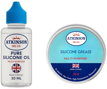 Atkinson Oil Co. Silicone Maintenance Kit – Oil (30 ml) + Grease (30 g) | Dielectric, Waterproof, Rubber & Plastic Safe, Multi-Purpose Lubrication Set