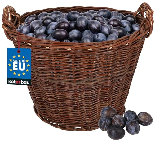 KOTARBAU® Weidenkorb mit Griffen - ø 50 cm - Blumen Korb - Aufbewahrung von Spielzeug - Holzkorb für Kaminholz - Erntekorb aus Weide - Aufbewahrungskörbe - Braun