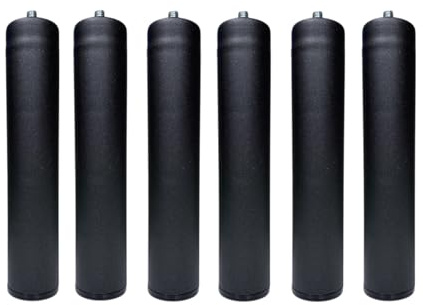MOBILIARIOCLICHI Pieds pour sommier ou base tapissée, cylindriques en métal, disponibles en lot de 4 et 6 unités (noir, 6 unis, 25 cm)